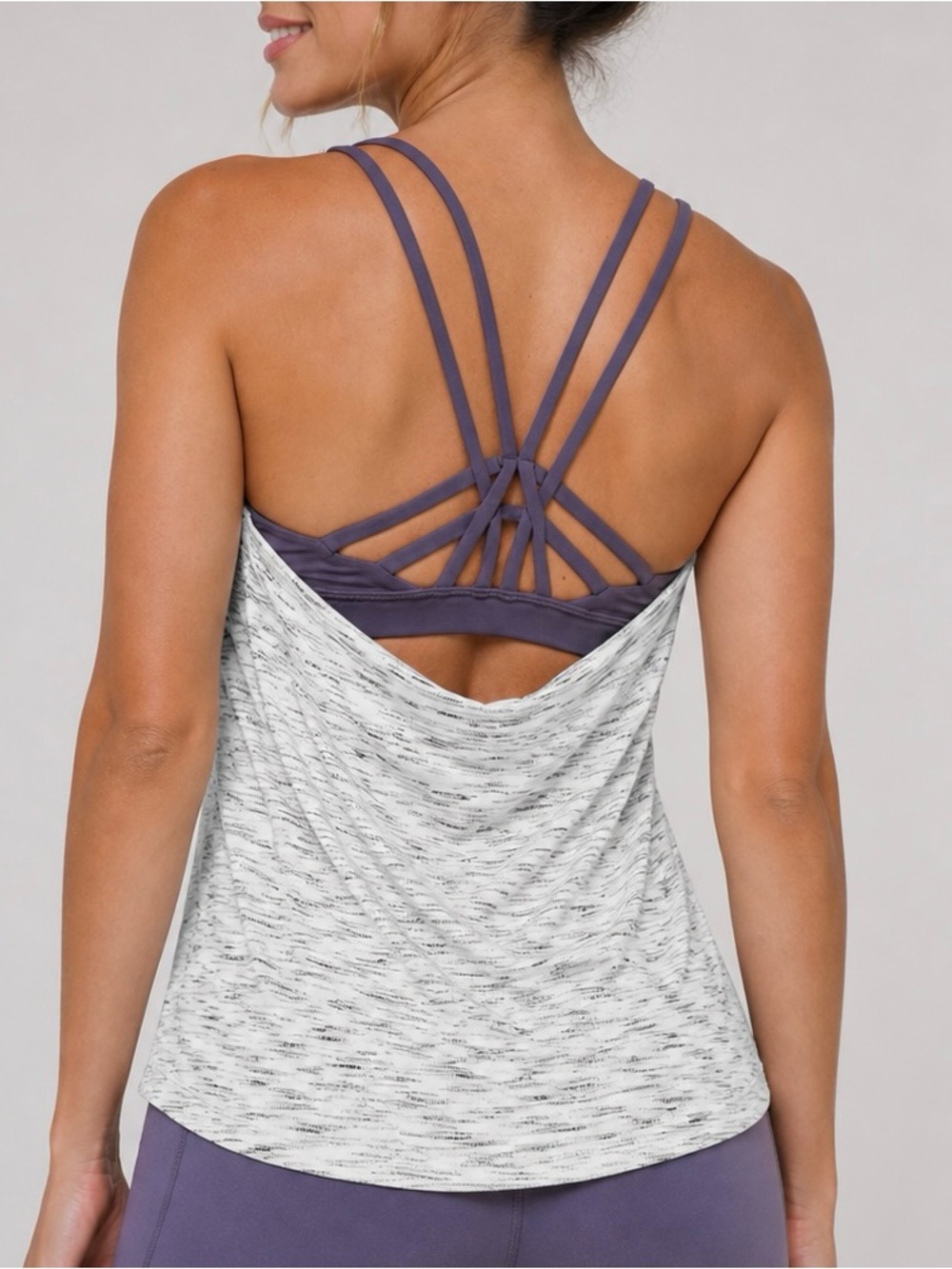 lululemon athletica Light Heathered White Scoop Neck Racerback Tank